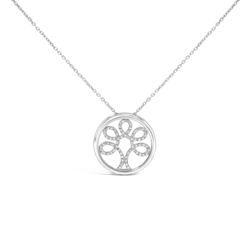 .925 Sterling Silver 1/10 Cttw Diamond Tree of Life Pendant Necklace (I-J Color, I3 Clarity) Infinite Jewels