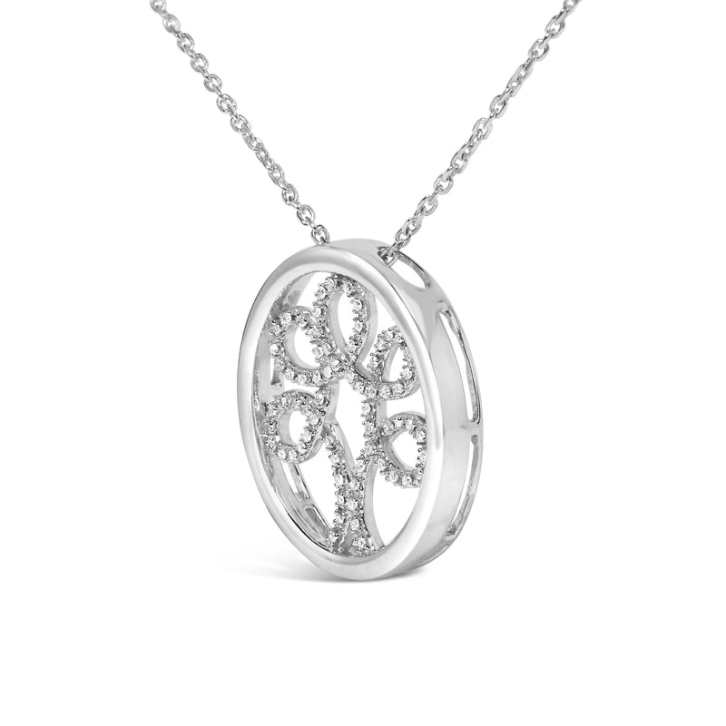 .925 Sterling Silver 1/10 Cttw Diamond Tree of Life Pendant Necklace (I-J Color, I3 Clarity) Infinite Jewels
