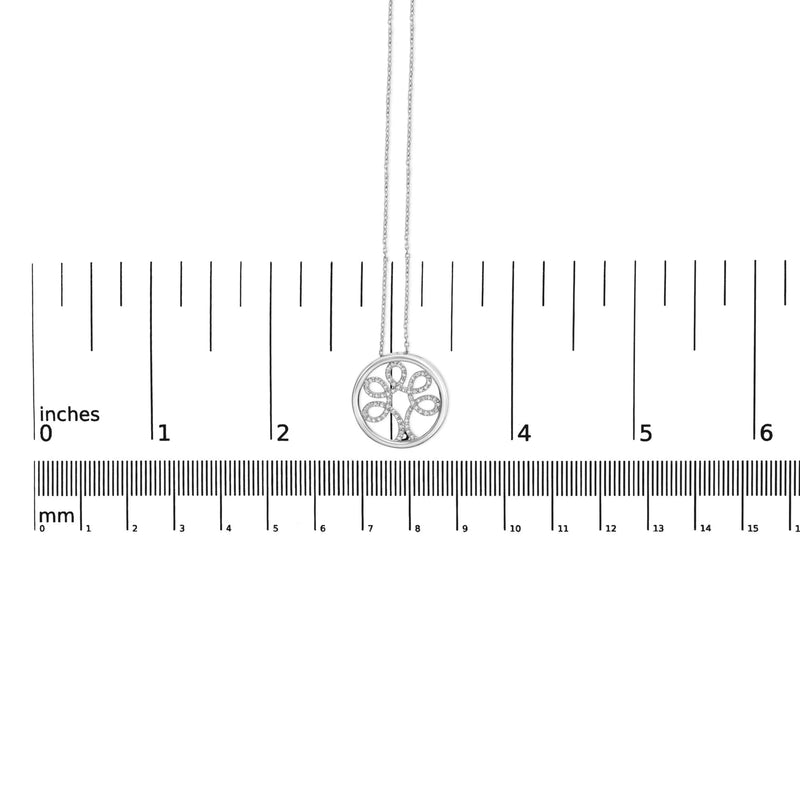 .925 Sterling Silver 1/10 Cttw Diamond Tree of Life Pendant Necklace (I-J Color, I3 Clarity) Infinite Jewels