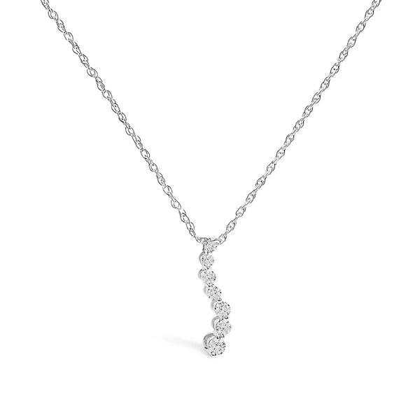 .925 Sterling Silver 1/4 Cttw Lab Grown Diamond Journey Pendant Necklace - 18" Inches Infinite Jewels