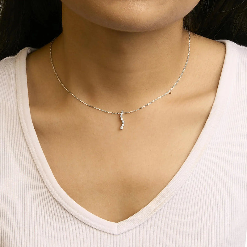 .925 Sterling Silver 1/4 Cttw Lab Grown Diamond Journey Pendant Necklace - 18" Inches Infinite Jewels