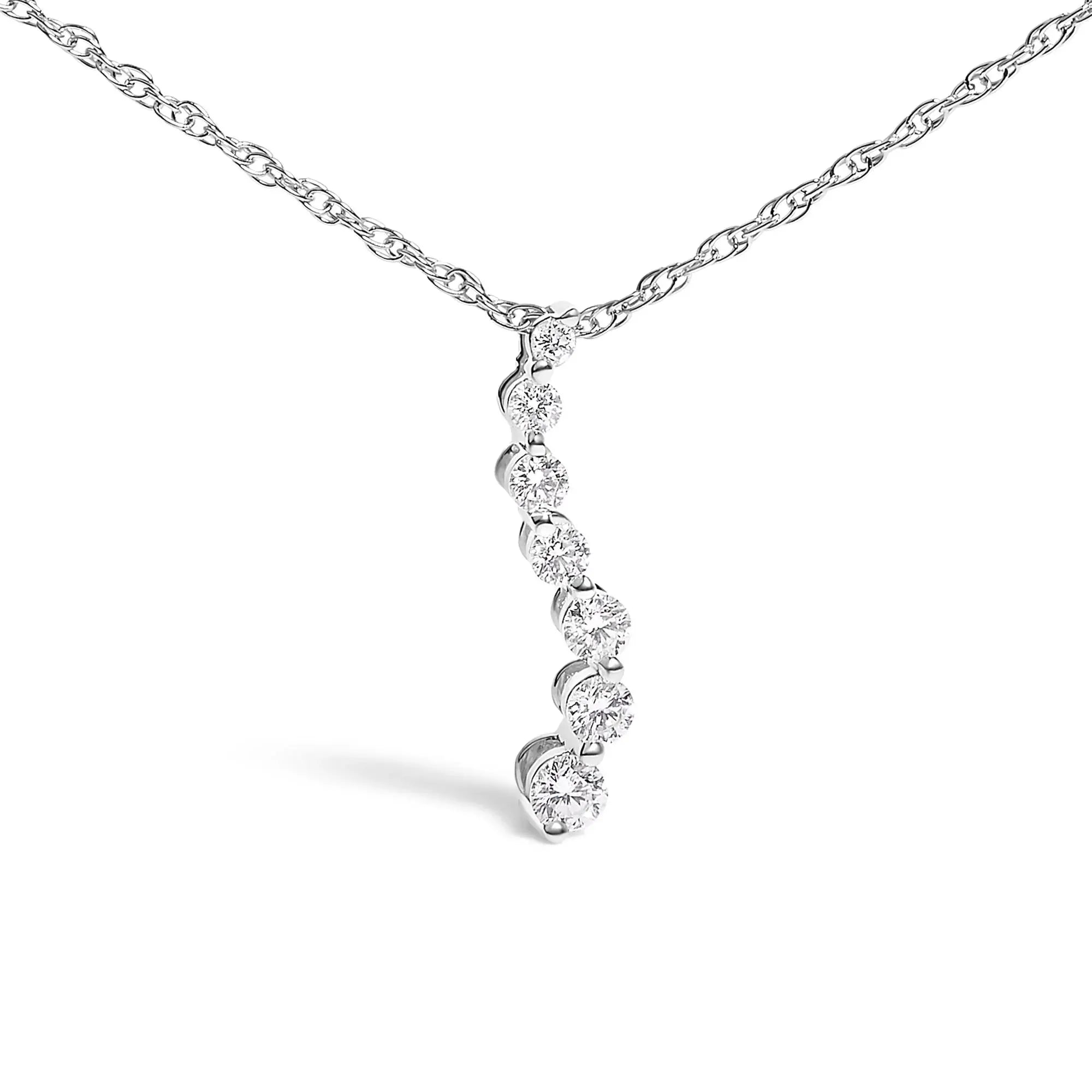 .925 Sterling Silver 1/4 Cttw Lab Grown Diamond Journey Pendant Necklace - 18" Inches Infinite Jewels