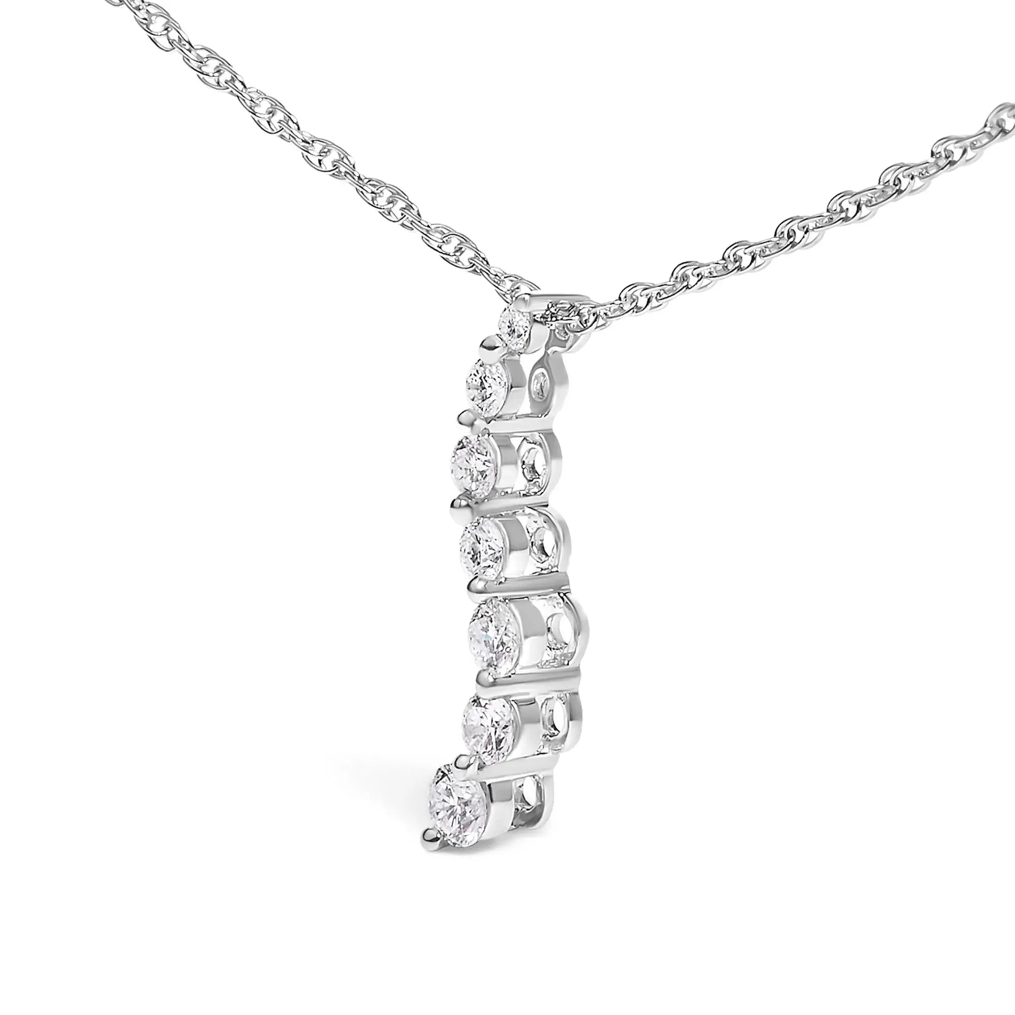 .925 Sterling Silver 1/4 Cttw Lab Grown Diamond Journey Pendant Necklace - 18" Inches Infinite Jewels