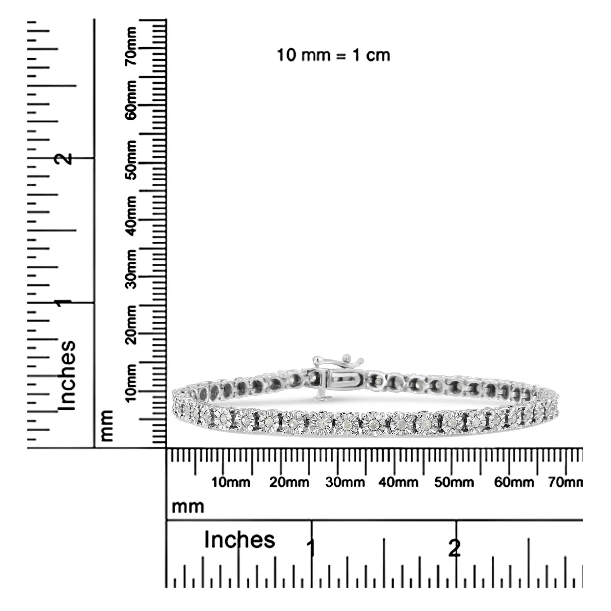 .925 Sterling Silver 1.0 Cttw Diamond Spiral Wave Curved-Link 7" Tennis Bracelet (I-J Color, I3 Clarity) Infinite Jewels