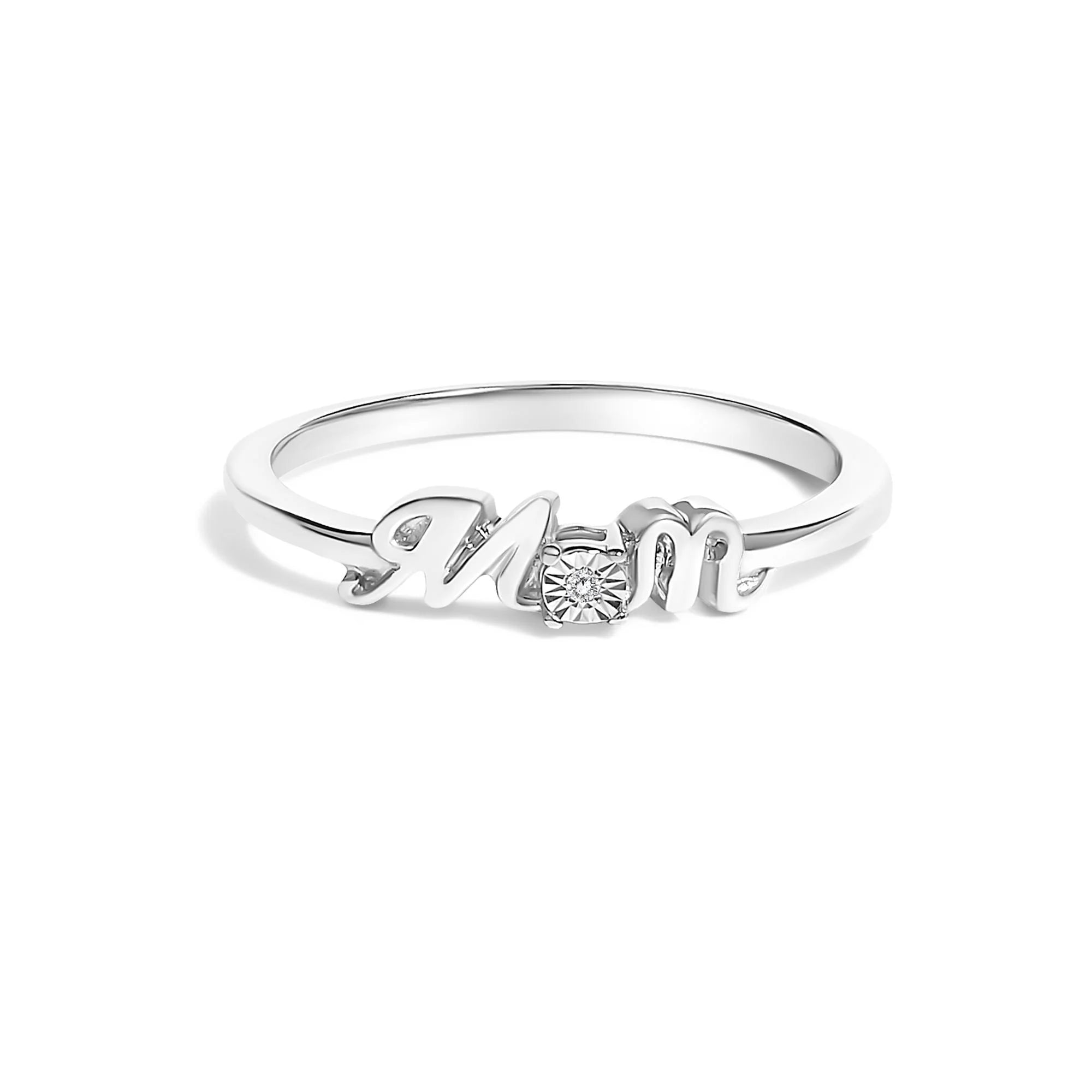 .925 Sterling Silver Diamond Accent "MOM"  Ring (J-K Color, I2-I3 Clarity) Infinite Jewels