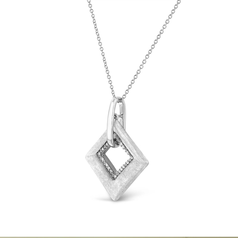 .925 Sterling Silver Pave-Set Diamond Accent Kite Shape 18" Pendant Necklace (I-J Color, I1-I2 Clarity) Infinite Jewels