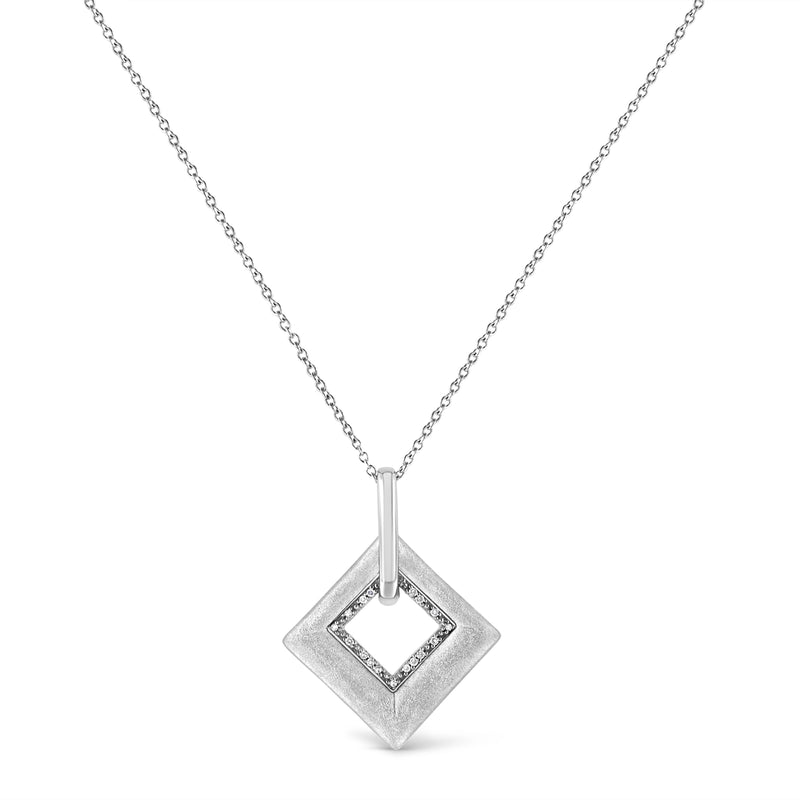 .925 Sterling Silver Pave-Set Diamond Accent Kite Shape 18" Pendant Necklace (I-J Color, I1-I2 Clarity) Infinite Jewels