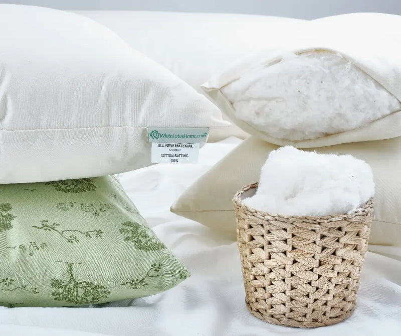100% GOTS Organic Cotton Pillow w/zip White Lotus Home