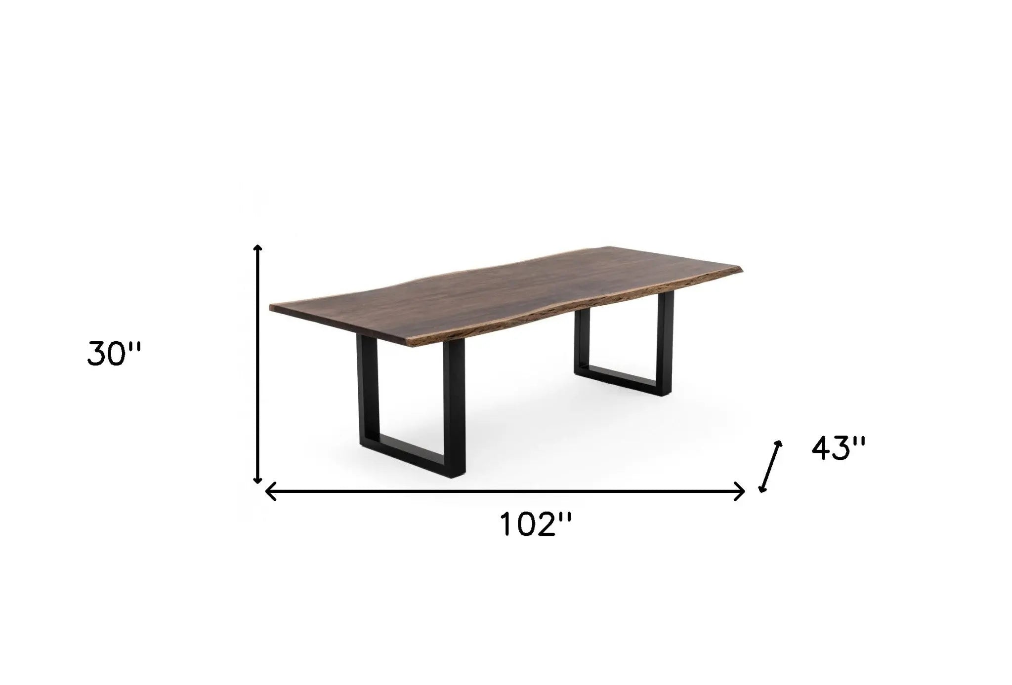 102" Brown And Black Solid Wood And Metal Sled Base Dining Table Homeroots Kitchen & Dining