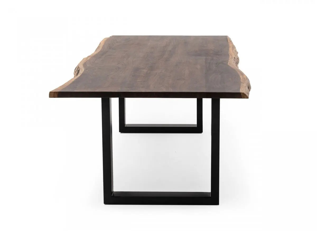102" Brown And Black Solid Wood And Metal Sled Base Dining Table Homeroots Kitchen & Dining