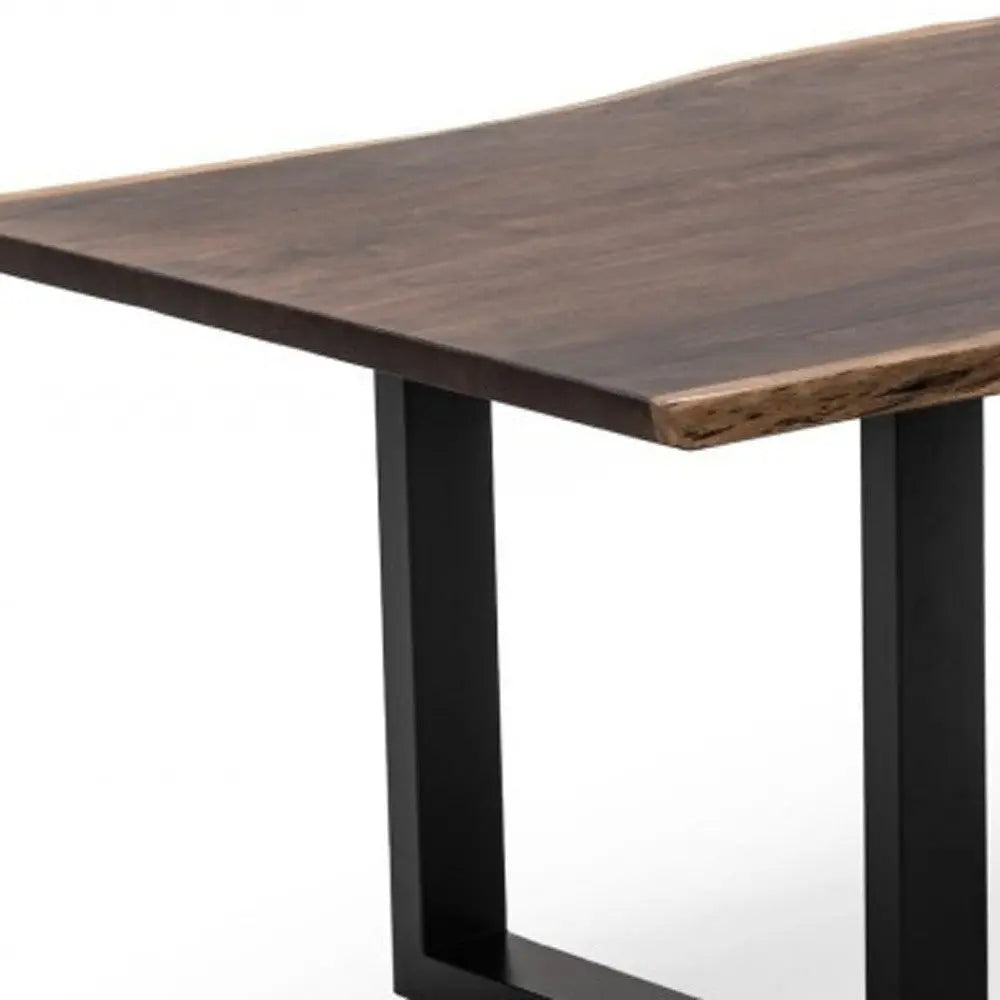 102" Brown And Black Solid Wood And Metal Sled Base Dining Table Homeroots Kitchen & Dining