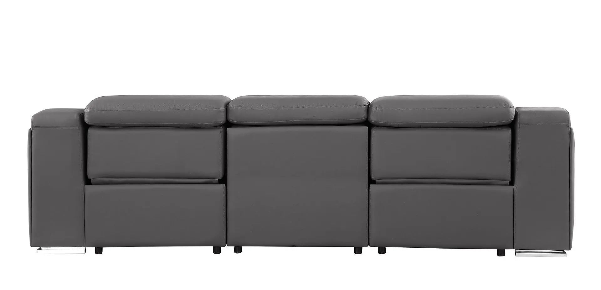 103" Dark Gray Italian Leather Reclining USB Sofa Homeroots Living Room