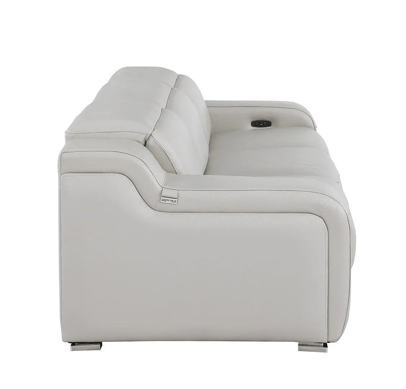 103" Light Gray Italian Leather Reclining USB Sofa Homeroots Living Room