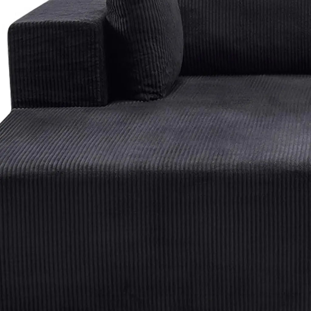 105" Black Corduroy Modular Left Chaise Style Sofa With Toss Pillows Homeroots Living Room