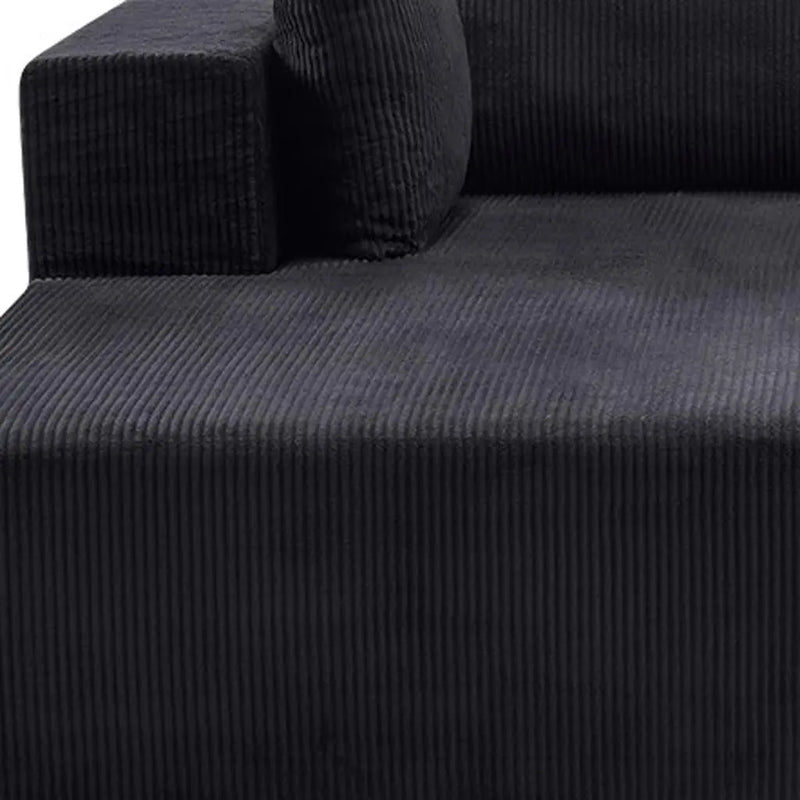 105" Black Corduroy Modular Left Chaise Style Sofa With Toss Pillows Homeroots Living Room