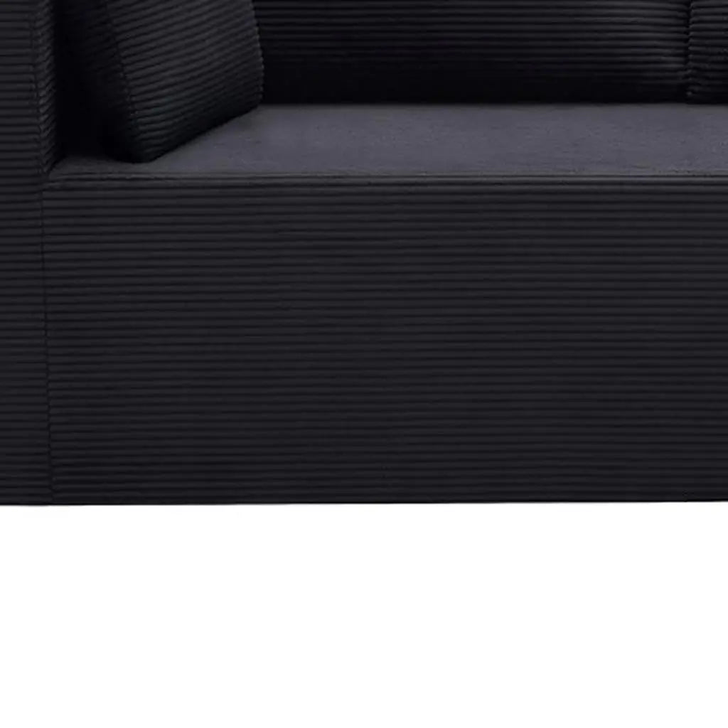 105" Black Corduroy Modular Right Rounded Chaise Style Sofa With Toss Pillows Homeroots Living Room