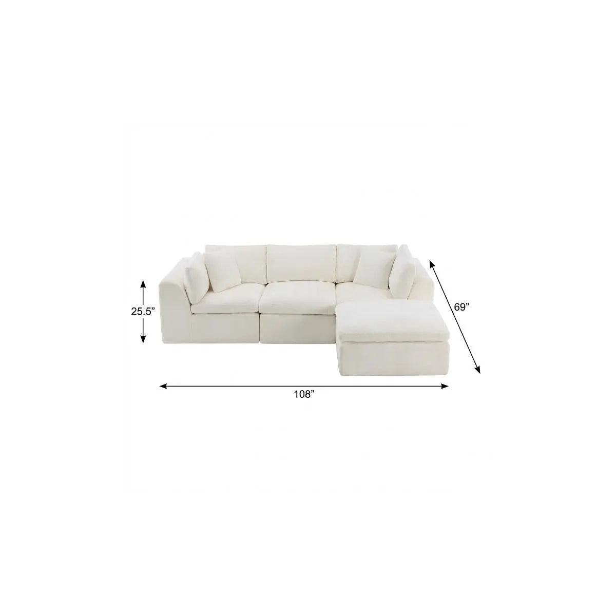 108" Beige Chenille Modular Sofa With Ottoman And Toss Pillows Homeroots Living Room