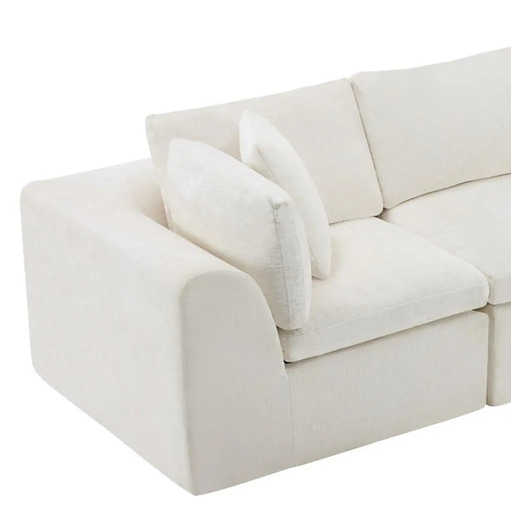 108" Beige Chenille Modular Sofa With Ottoman And Toss Pillows Homeroots Living Room