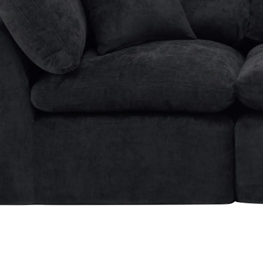 108" Black Chenille Modular Sofa With Ottoman And Toss Pillows Homeroots Living Room