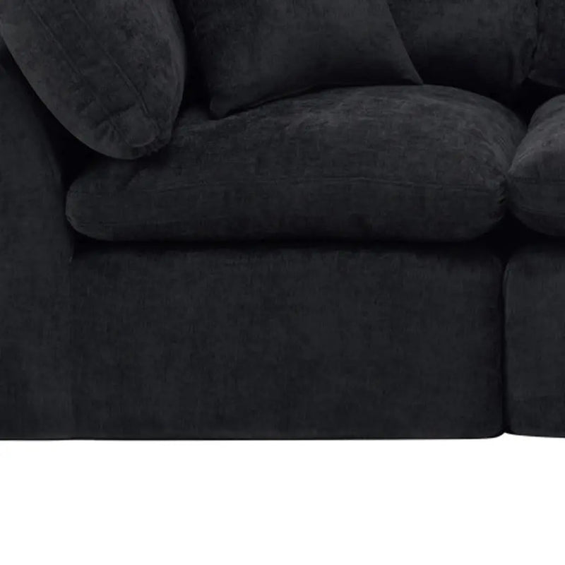 108" Black Chenille Modular Sofa With Ottoman And Toss Pillows Homeroots Living Room