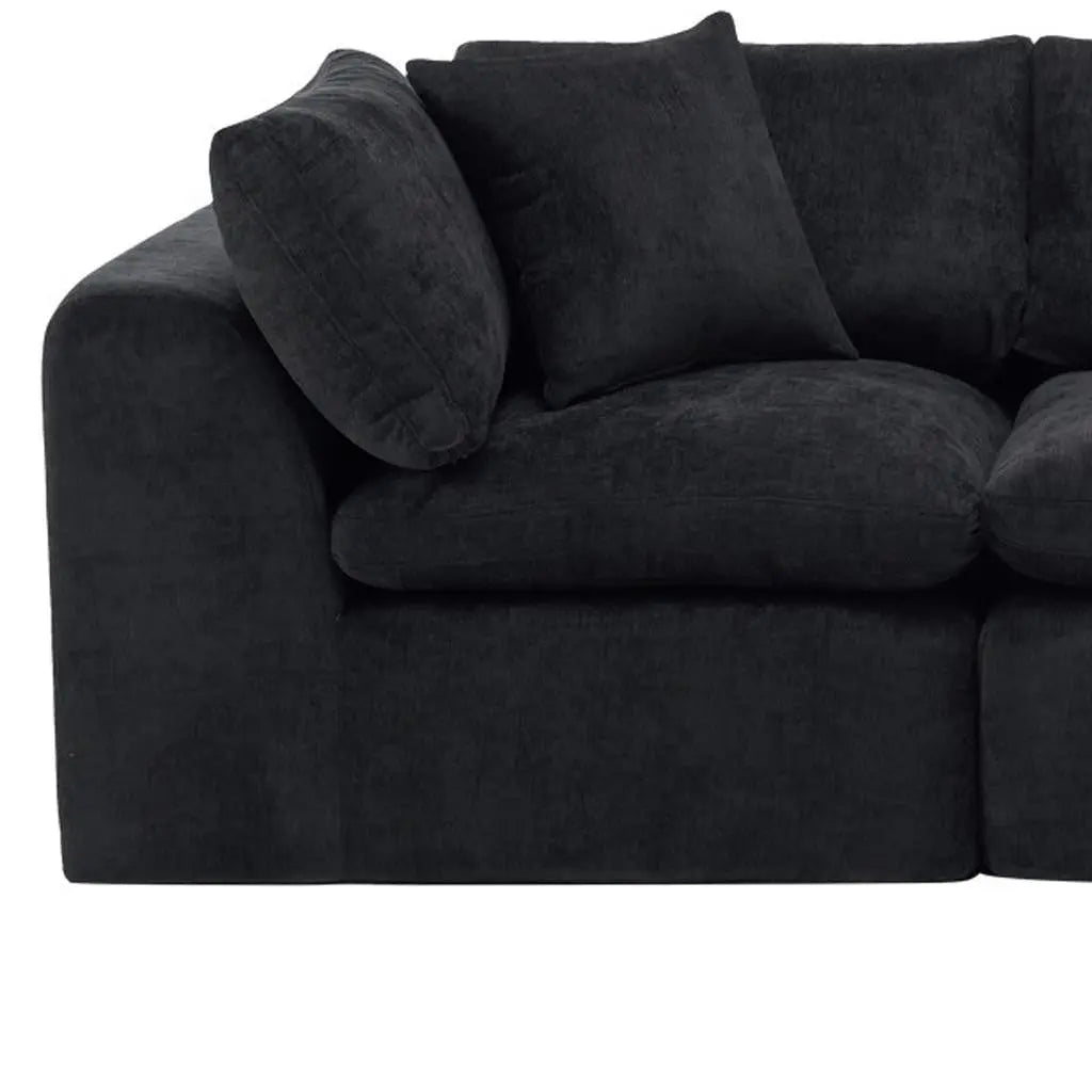 108" Black Chenille Modular Sofa With Ottoman And Toss Pillows Homeroots Living Room