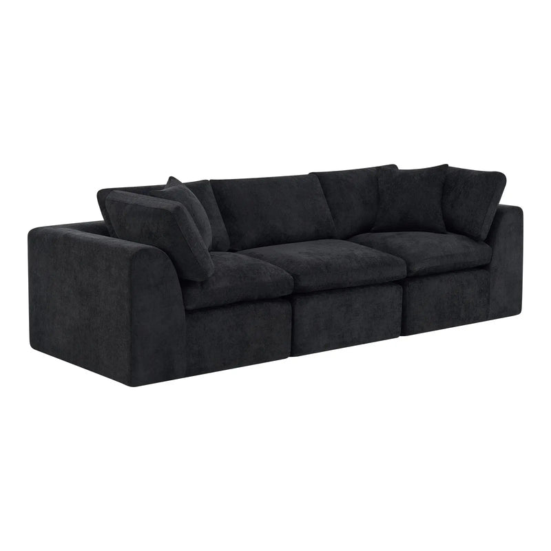 108" Black Chenille Modular Sofa With Toss Pillows Homeroots Living Room