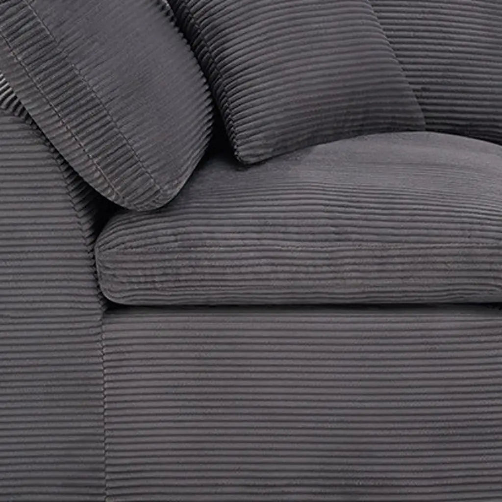108" Dark Gray Corduroy Modular Sofa With Toss Pillows Homeroots Living Room