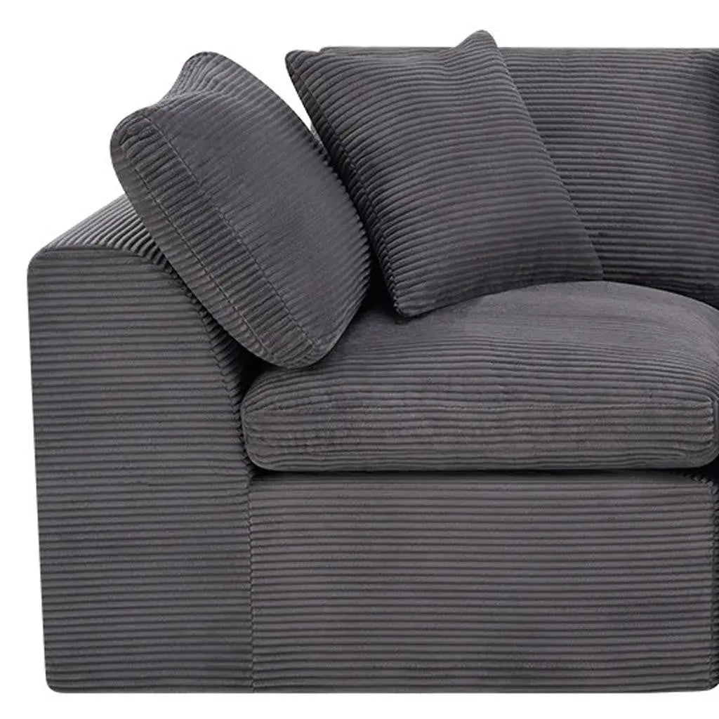 108" Dark Gray Corduroy Modular Sofa With Toss Pillows Homeroots Living Room