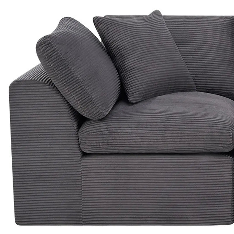 108" Dark Gray Corduroy Modular Sofa With Toss Pillows Homeroots Living Room