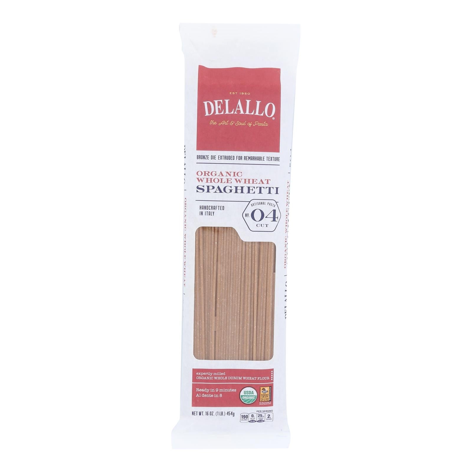 Delallo - Organic Whole Wheat Spaghetti Pasta - Case Of 16 - 1 Lb. Delallo