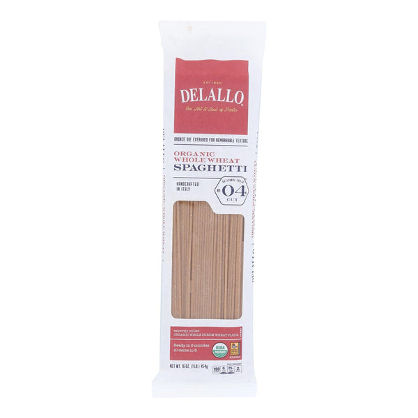 Delallo - Organic Whole Wheat Spaghetti Pasta - Case Of 16 - 1 Lb. Delallo