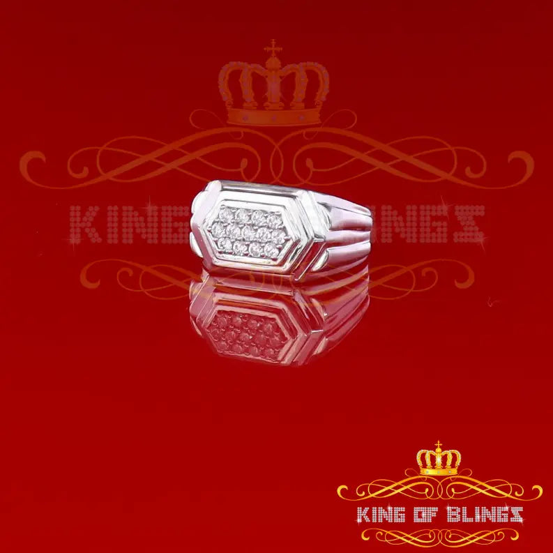 10K White Gold Finish 925 Sterling Silver CZ Men's Ring Size 9 King Of Bling