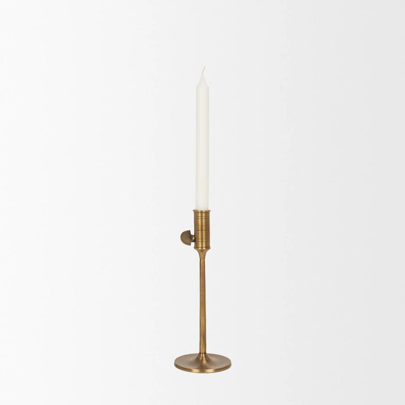 10" Antiqued Brass Metal Tabletop Taper Candlestick Homeroots Home Decor