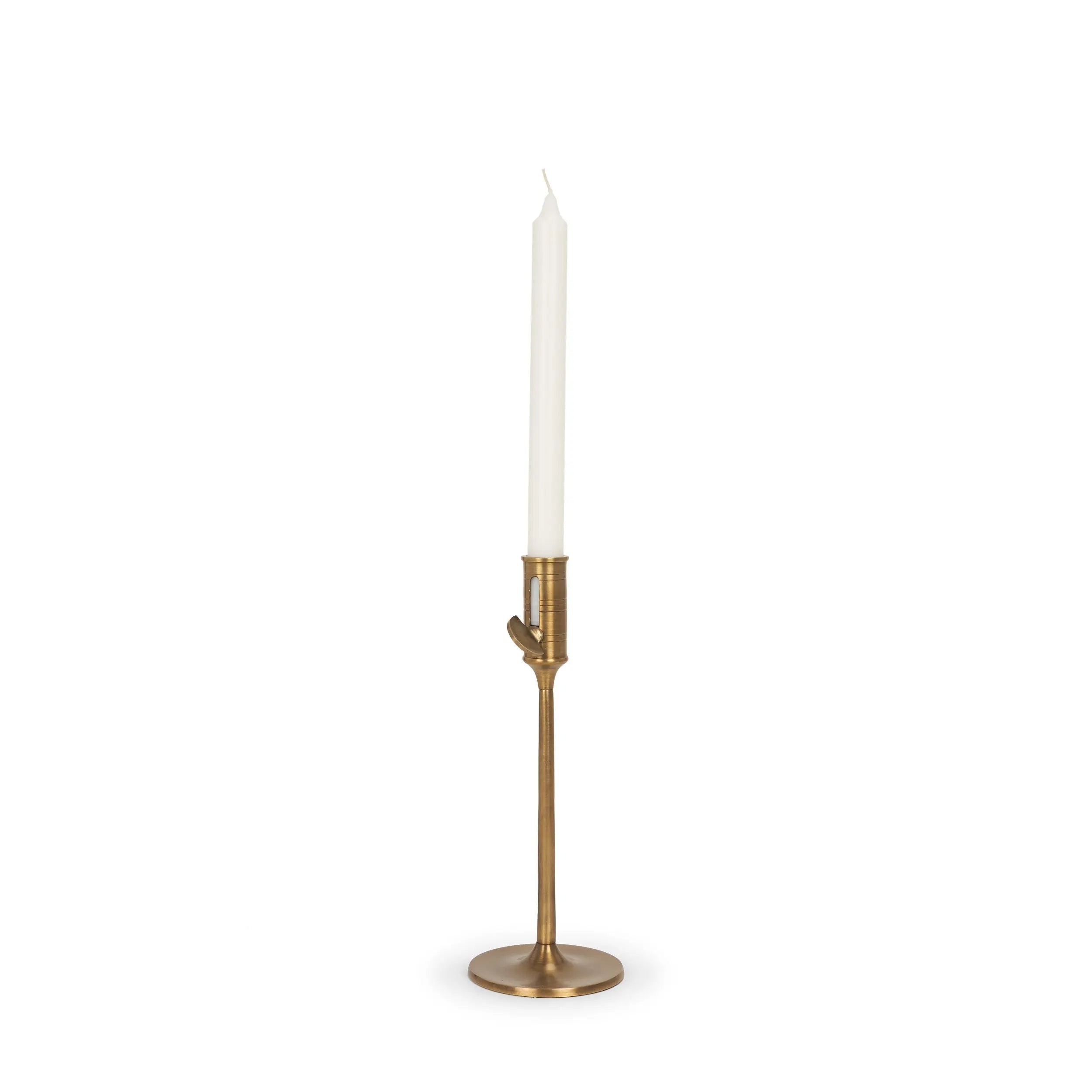 10" Antiqued Brass Metal Tabletop Taper Candlestick Homeroots Home Decor