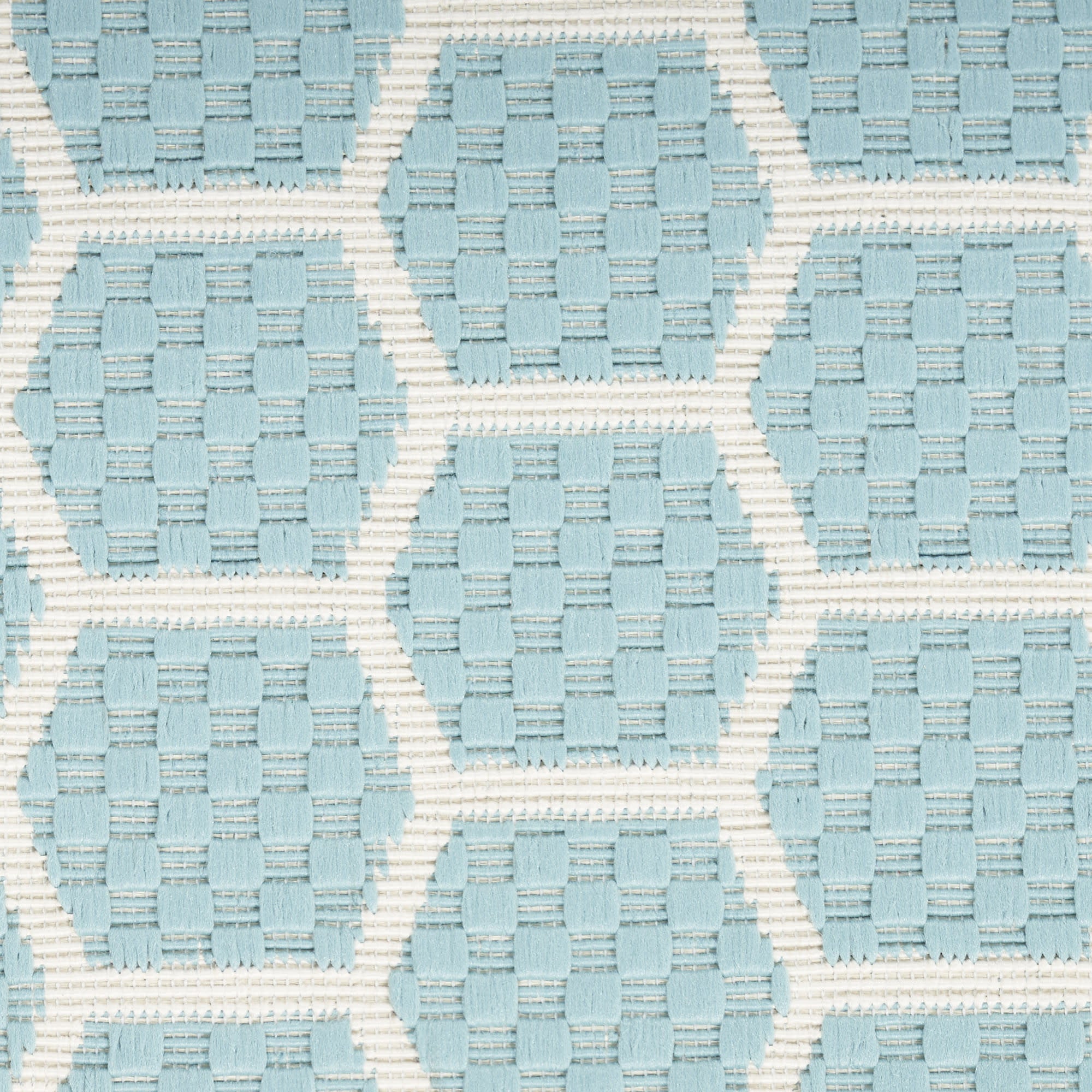 10' Aqua And White Geometric Indoor Outdoor Runner Rug Homeroots Outdoor