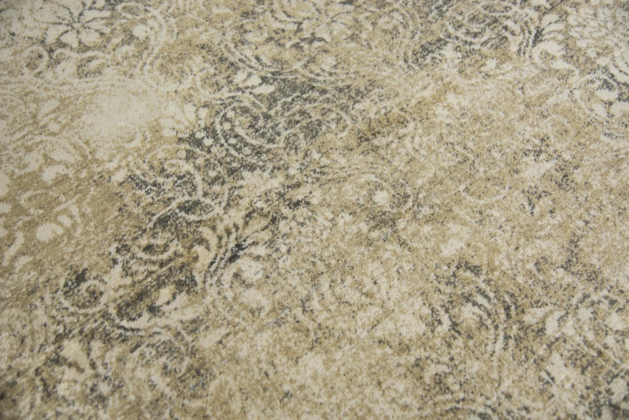 10' Beige And Natural New Zealand Lambs Wool Damask Hand Carved Handmade Area Rug Homeroots Home Decor