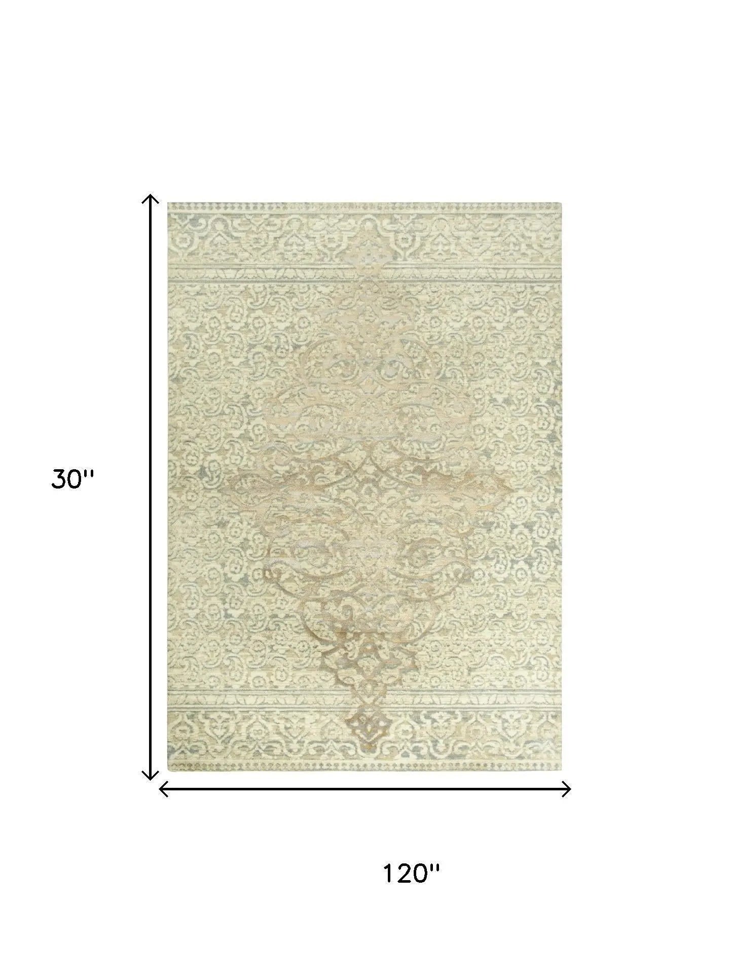 10' Beige And Natural New Zealand Lambs Wool Medallion Hand Carved Handmade Area Rug Homeroots Home Decor