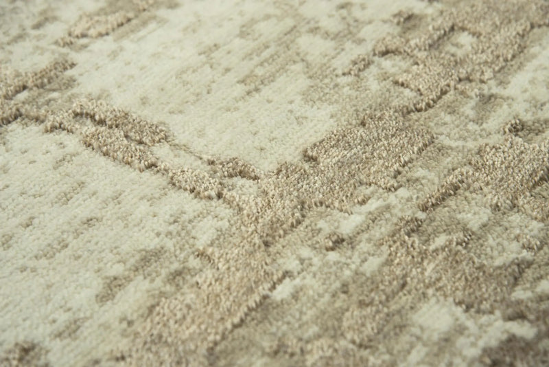10' Beige Ivory And Tan New Zealand Lambs Wool Abstract Hand Carved Handmade Area Rug Homeroots Home Decor
