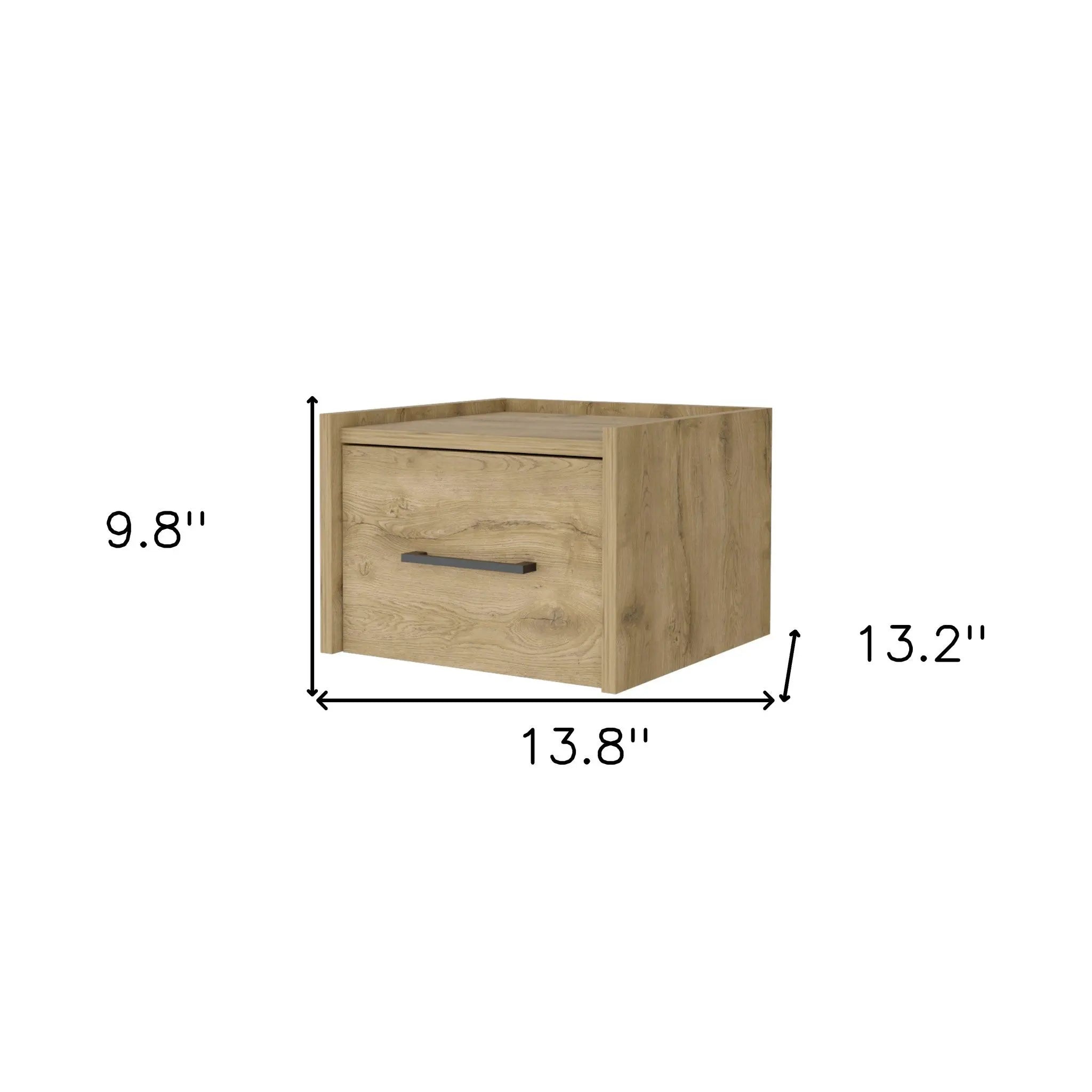10" Beige One Drawer Faux Wood Floating Nightstand Homeroots Bed & Bath