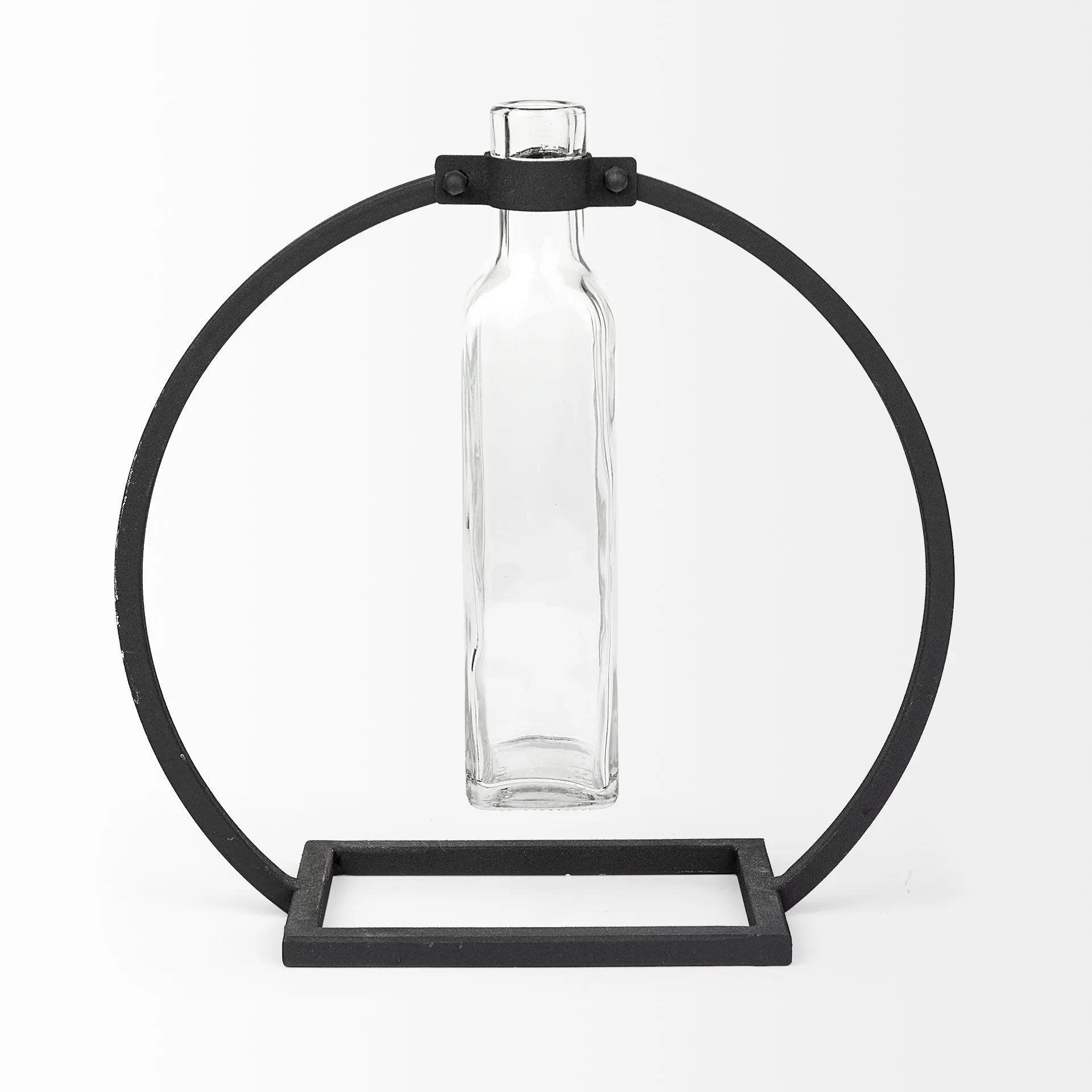 10" Black Abstract Cylinder Metal Table Vase Homeroots Home Decor