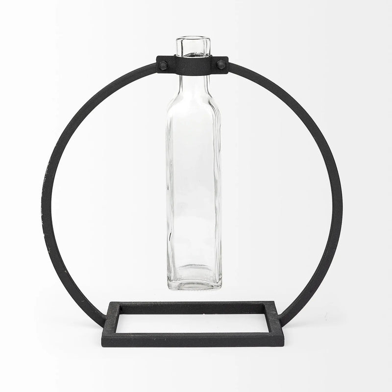 10" Black Abstract Cylinder Metal Table Vase Homeroots Home Decor