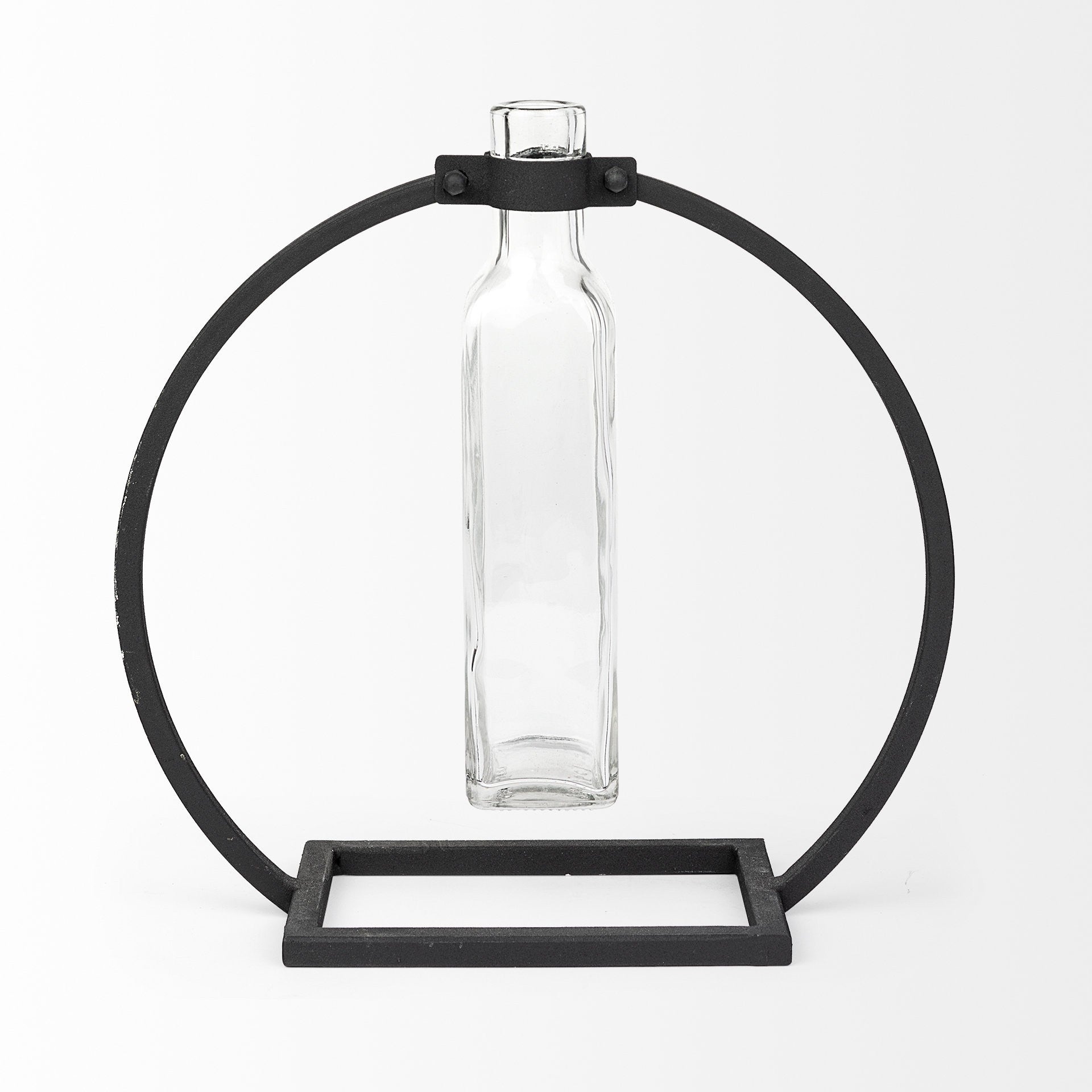 10" Black Abstract Cylinder Metal Table Vase Homeroots Home Decor