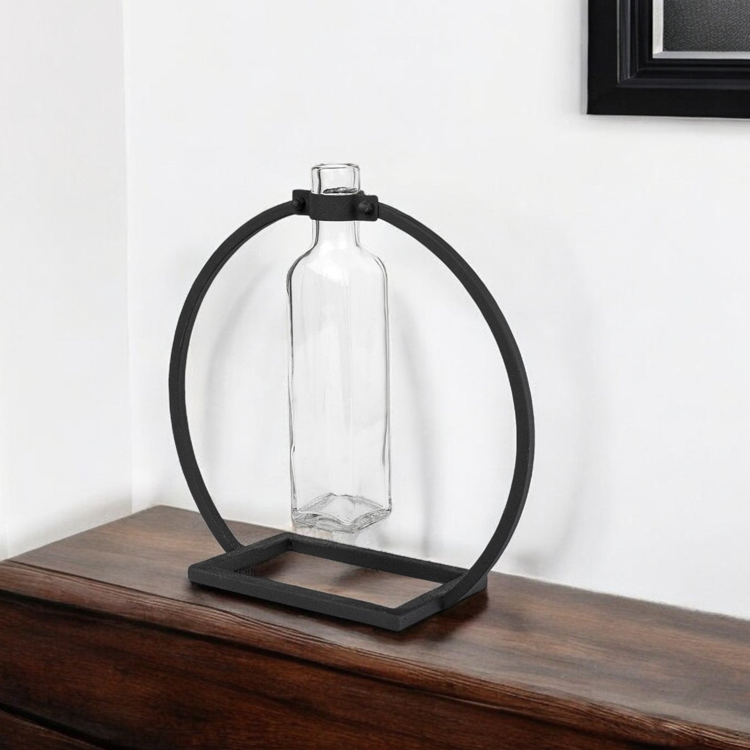 10" Black Abstract Cylinder Metal Table Vase Homeroots Home Decor