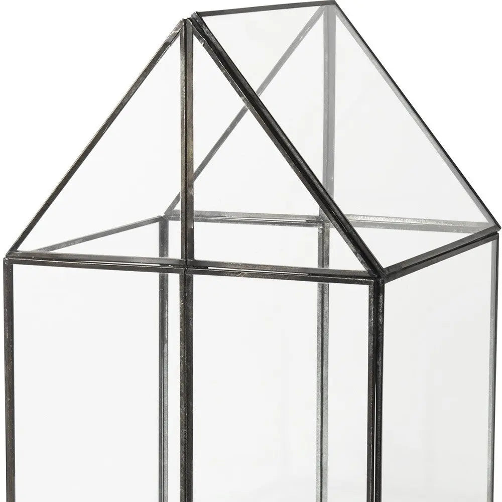 10" Black And Clear Glass And Metal Box Homeroots Office