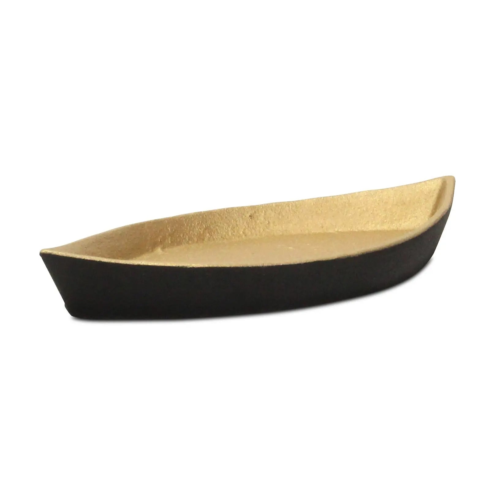10" Black And Gold Cast Iron Oval Boat Shaped Tray Homeroots Kitchen & Dining