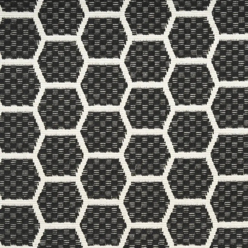 10' Black And Ivory Geometric Indoor Outdoor Runner Rug Homeroots Outdoor