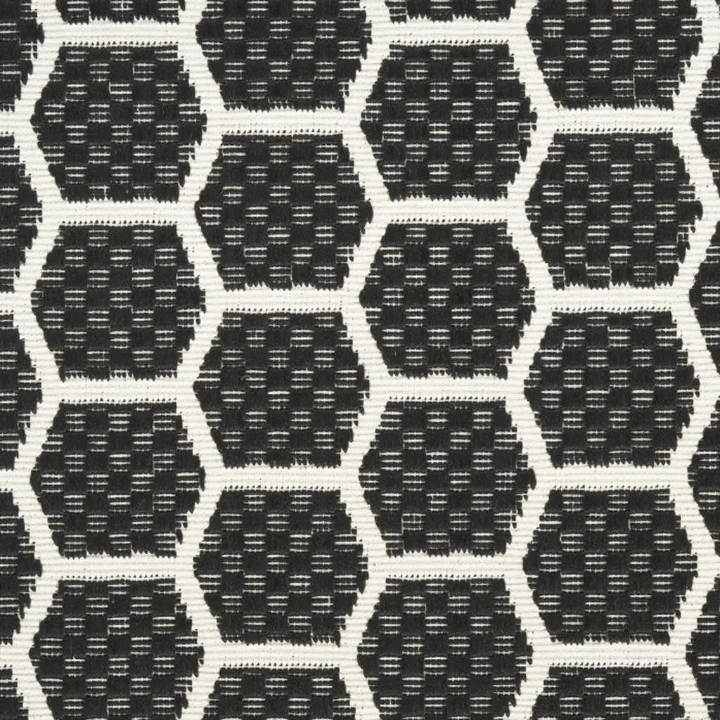 10' Black And Ivory Geometric Indoor Outdoor Runner Rug Homeroots Outdoor