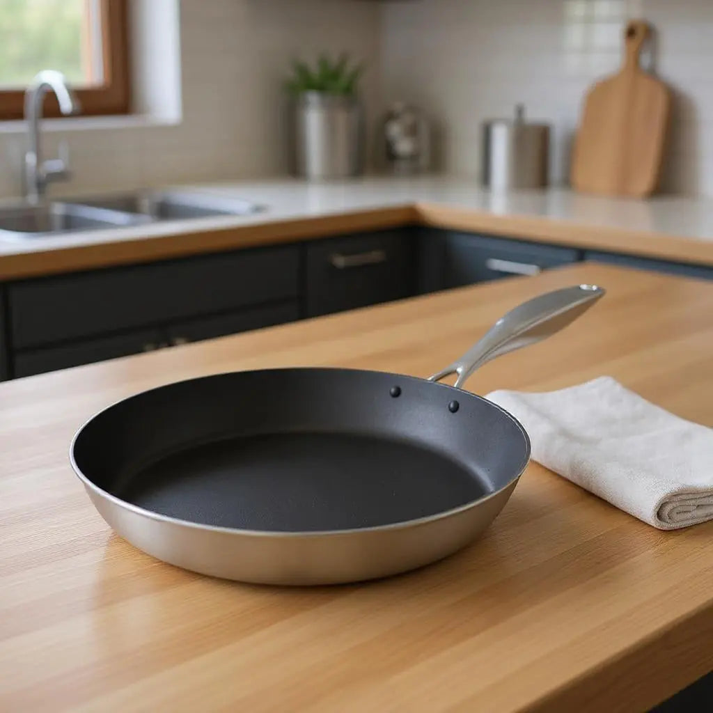 10" Black And Silver Stainless Steel Frying Pan Homeroots Kitchen & Dining