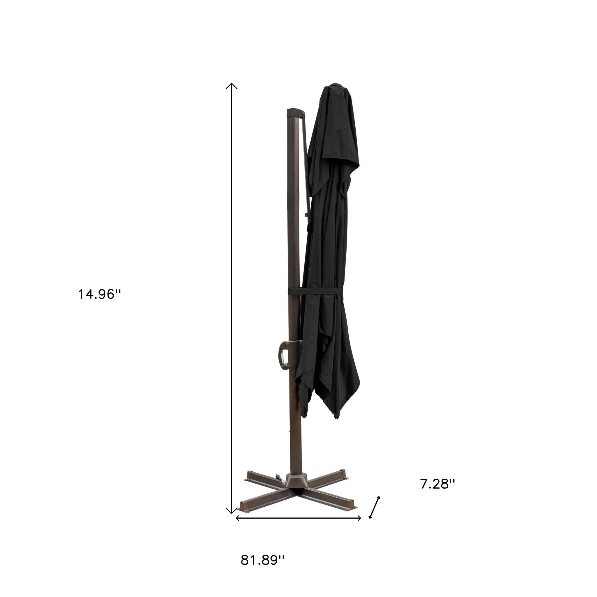 10' Black Polyester Square Tilt Cantilever Patio Umbrella With Stand Homeroots Outdoor