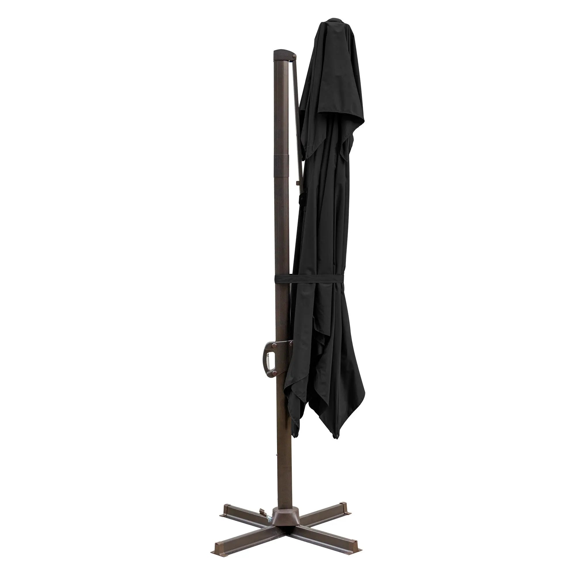 10' Black Polyester Square Tilt Cantilever Patio Umbrella With Stand Homeroots Outdoor